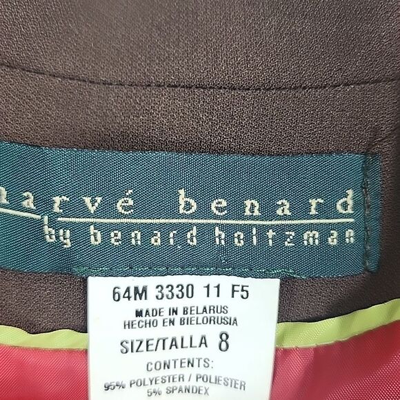 Harve Benard Jacket Size 8 Chocolate Brown Chartreuse Stripe - Picture 3 of 8